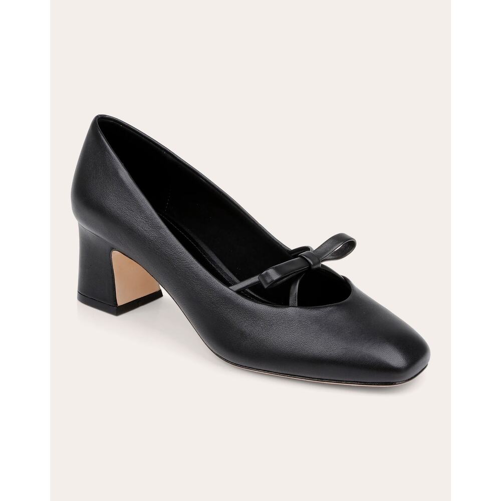 Dee Ocleppo Retro Black  Zion Bow-Embellished Leather Pump sz 8.5